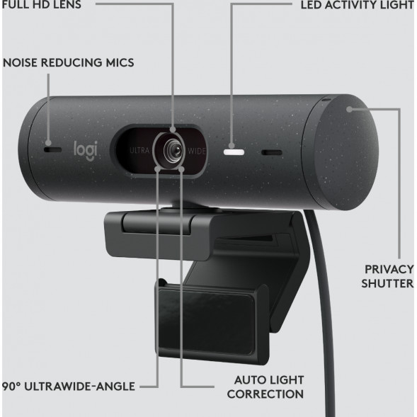 Веб-камера Logitech Brio 500, чёрный в Рязани