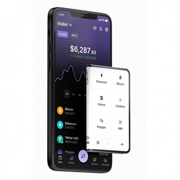 Аппаратный холодный криптокошелек Ledger Stax c чехлом Magnet Shell Black + Recovery Key в Рязани