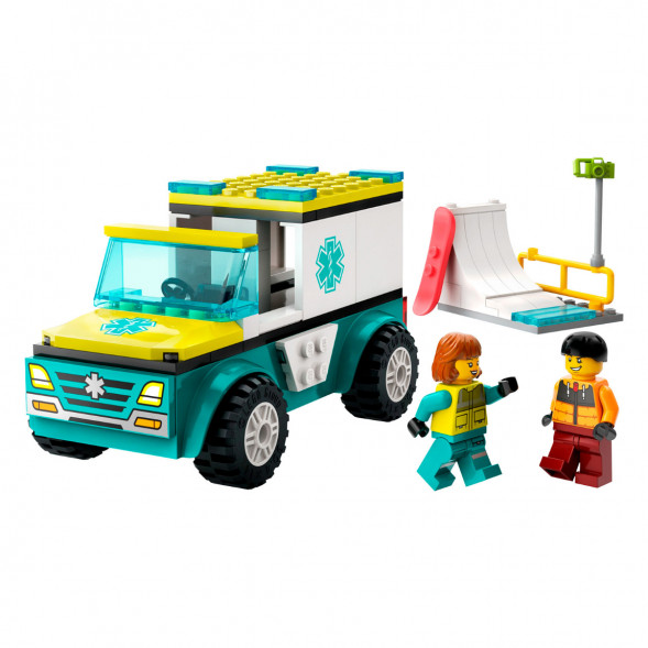 Конструктор LEGO City 60403 Скорая помощь и сноубордист в Рязани