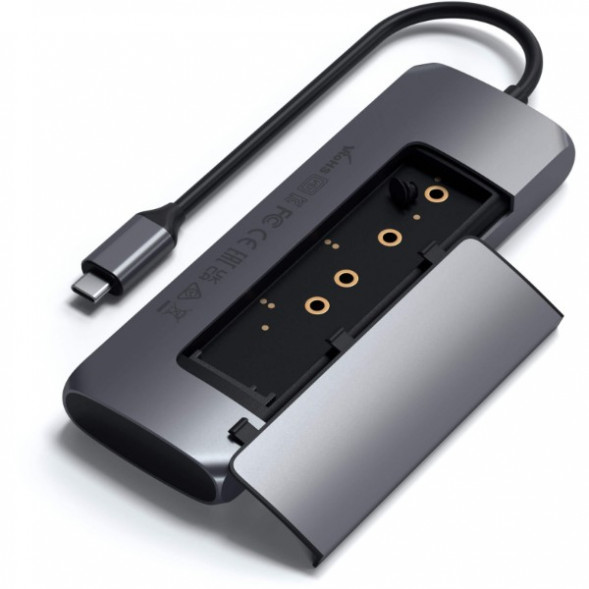 Док-станция Satechi USB-C Hybrid Multiport Adapter (with SSD Enclosure M.2 SATA, 2xUSB 3.1, USB Type-C, HDMI), Серый ST-UCHSEM в Рязани